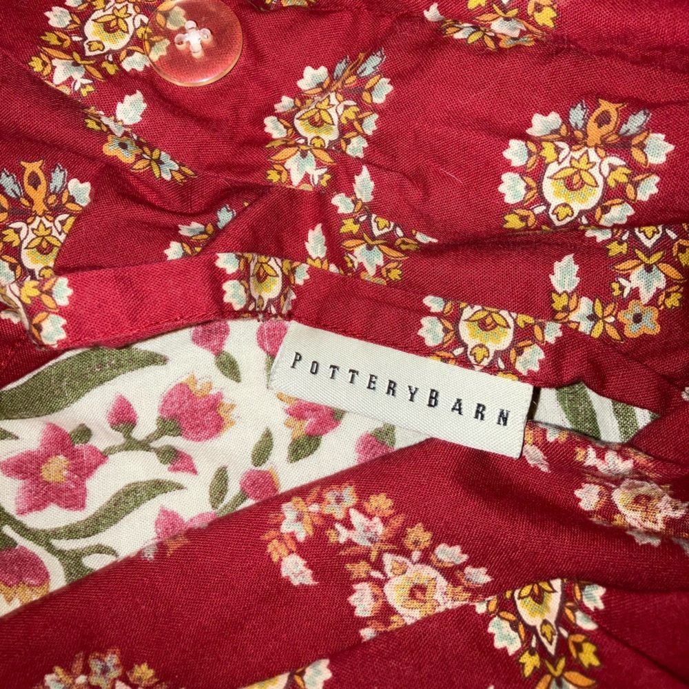 Pottery Barn Red Floral Pillow Cover